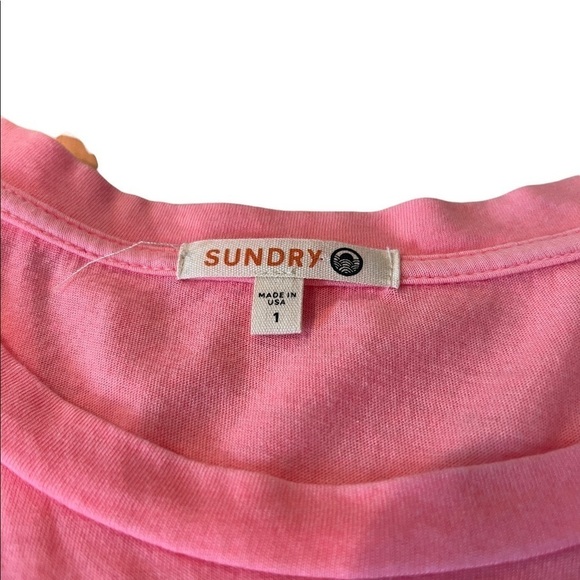 Sundry LOT Pink Heart Pop Peach & Pale Yellow Scoop Neck Modal Tee Size 1 Small - Picture 7 of 16